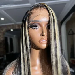 13x4 Highlight Ombre Straight Lace Front Wig Human Hair Balayage P1B/27 Color Highlights Blonde Lace Frontal Wigs Preplucked