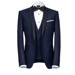 Azul Marinho Designer Mens Ternos Um Botão Groomsmen Casamento Smoking Entalhado Lapela Noivo Terno Com Jaqueta Colete E Calças Barato Prom 239K