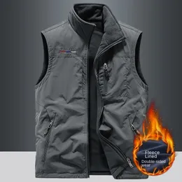 في الهواء الطلق Gilet Men Men عرضية ستر مان غير مسخن بالإضافة إلى حجم الجسم أكثر دفئا في المشي لمسافات طويلة الفاخرة الأزياء الحرارية للرجال معطف الشتاء 240116