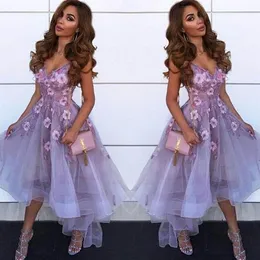 Lavender v Neck Tulle A Line HomeComing Dresses Abisic Lace High Low Princess Short Prom Party Party Dressess244u