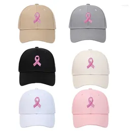 Bollmössor broderi Ribbon Baseball Cap för kvinnlig manlig bröstcancer supporter hatt Sommarsolproof välgörenhetsparti H9ed