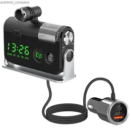 جديد Bluetooth 5.0 Car Kit Handsfree FM Transmitter Aux Audio Audio Player A2DP Wireless MP3 QC3.0 12V Charger USB Dual