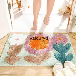 Tapis floqués tapis doux pour salon fleur imprimé salon chambre chaise tapis toilette bain décorer porte antidérapante bain Matvaiduryd