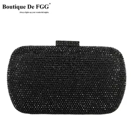 Boutique De FGG Borse da sera nere e pochette per le donne Borse da cerimonia per feste formali con strass Pochette da sposa da sposa 240117