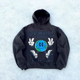 Güzellik Trendi Gevşek CPFM CH Gülümseme Dünya Sınırlı Köpük Üç Boyutlu Baskılı Polar Hoodie Hoodie Cartoon Hoodie Plus Sweater Hoodie Im Mutlu Prsmise Sweatshirt