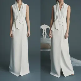 White Women Dress Suits Shawl Lapel Short Sleeve Mother Of Bride Long Blazer For Wedding Custom Made