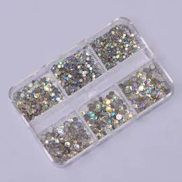 Nail Art Decorations SS4-SS16 1 Box/6 Grids Shimmer AB Rhinestones Nails Accessories For Manicures DIY Supplies Professional