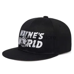 Boll Caps Waynes World Black Baseball Cap Fashion Style broderi Snapback Hat Män kvinnor Hip Hop Sport Hatts Outdoor Sun Caps J240117