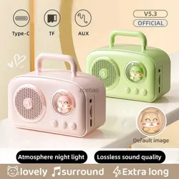 Bookshelf Speakers Mini Retro Bluetooth Speaker Cute Hifi Sound Wireless Soundbar with Night Light Portable Handle Long Endurance TF Card Music Pla