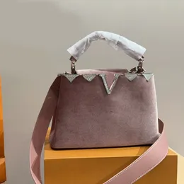 Sammet handväska shopping väskor kvinnor handväska handväska tygväskor hårdvara med diamant bokstav spänne koppling axel väskor toppkvalitet designer totes koppling påse