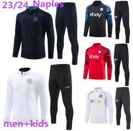 23/24 Napoli Trailsuit Futbol Jersey Futbol Ceket Kitleri 2023 2024 SSC Naples AE7 D10s Eğitim Takım Giyim Formasyonu Tuta Chandal Jogging Trailsits Setleri