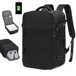 Mochila de viagem masculina aprovada pela companhia aérea à prova d'água mochila para laptop de 15,6 polegadas para mulheres mochila escolar com compartimento para sapatos 240117