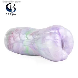 Andra hälsoskönhetsartiklar geeba färgglad kräftdjur form manlig onani cup för män flexibel realistisk fitta silikon produkt djup vagina vuxen leksak q240117