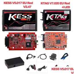 Диагностические инструменты Kess Diagnostic Tools V2.53 V5.017 EU Red Pcb Titanium Ktag V2.25 V7.020 Bdm Ecu Obd2 Комплект программатора для грузовиков Drop Deliv Dh0Tj