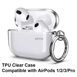 Custodia per cellulare Custodia protettiva Custodia morbida in TPU trasparente antiurto con portachiavi compatibile con AirPods Pro/1/2/3 (AirPods non inclusi) YQ240117