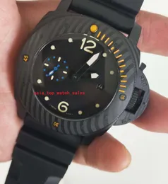 Orologi da polso da uomo Super 5 Star Factory Lunetta arancione da 47 mm Cassa in fibra di carbonio nera Data automatica luminosa CaL. 2555 orologi meccanici automatici di moda 2616 da uomo