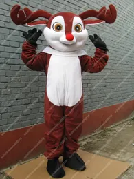 Taille adulte Le plus récent costume de mascotte d'élan au nez rouge Personnage de thème de dessin animé Carnaval Unisexe Halloween Carnaval Adultes Fête d'anniversaire Tenue fantaisie pour hommes femmes