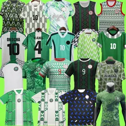 Fãs Tops Tees Nigéria 2024 JERSEYS DE FUTEBOL 18 19 22 23 24 Camisa de futebol nigeriano OKOCHA colete BABAYARO Fãs Jogador Versão 18 Traje de treinamento 94 96 98 uniforme 1 J240309