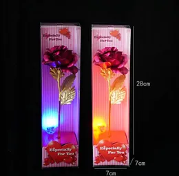 100pcs LED 24k Gold Foil Plated Rose Starry sky luminous rose Flower Shock Light Golden Rose Wedding Valentine's Day Gift SN