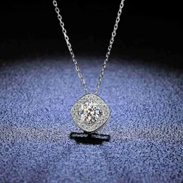 مصمم المجوهرات الفاخرة تي قلادة قلادة S925 Sterling Silver Pendant 1 Mosan Stone Necklace Silver Flendant Womens T Square Diamond Pendan 2C30