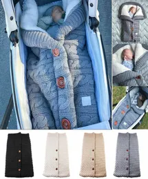 Bebê sacos de dormir inverno quente botão malha swaddle envoltório carrinho envoltório criança cobertor dormir bags1867514