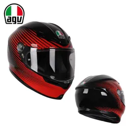 Vollgesichts-Offener Agv-k-Motorradhelm Herren-Carbonfaser-Vier-Jahreszeiten-Motorradrennen-Vollhelm Antibeschlag-Sommerschutzhelm Mattschwarz 82PU