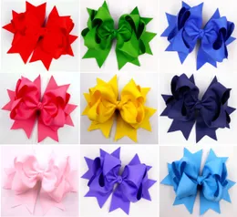 30pcs 6 "Big Hair Bow Fairbaw Edery podwójna warstwa Grosgrain Solid z klipsem BJ