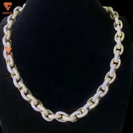 Fine Jewelry Necklaces Hip Hop Full Iced Miami Cuban Chain Sier Two Tone Color D Vvs1 Moissanite Necklace