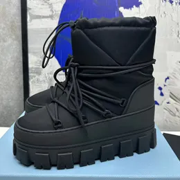 Runde Kappe Frauen Dicke Sohle Höhe Zunehmende Winter Ski stiefel Runway Designer Hohe Qualität Echt Pelz Innen Außen Gehen Warme kurze Stiefel Weibliche