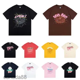 Cotton Y2K Spider T Shirty Pink Purple Young Thug SP5DER 555555 MĘŻCZYZN KOBIETY HIPE STREET W STREET HIP HOP Printing 555 Jakość z kapturem A010 BUJ5 BUJ5