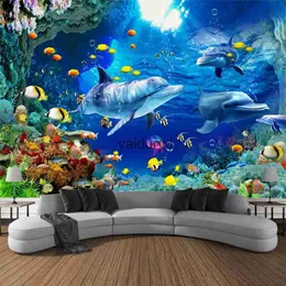 Гобелены 3d подводный печатный гобелен психоделическое украшение комнаты настенный морской коралловый дельфин домашний мультфильм ralvaiduryd