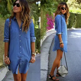 Kvinnor denim blå avslappnad toppficka knapp långärmad enkelbröst cardigan grundläggande jeans skjorta harajuku elegant blus femme 240117