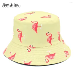 Berets 2024 Panama Bucket Hat Men kobiety Summer Flamingo Bob Hip Hop Gorros Fisherman Hats