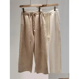 Pantaloni da donna Capris invernali Loro impiombati in cashmere Pantaloni dritti lavorati a maglia a gamba larga con lacci Piana Drop Delivery Abbigliamento Abbigliamento Othwt