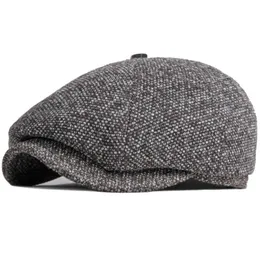 HT3747 BERET MEN WARAND AUTREAR WINTER HAT OCTAGINAL SBOY CAP WARD Artist Painter Wool Male Flate 240117