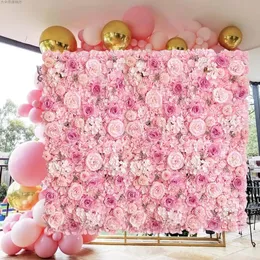 Pink Silk Rose Flower Wall Artificial For Wedding Decoration Babyshow Party Christmas Home Backdrop Decor 240117