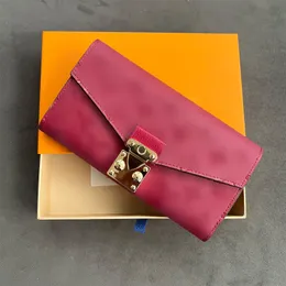 Projektant długi portfel luksusowy damski uchwyt na karty klapy monety torebki męskie portfele wytłoczone metalowa lustrzana ludź