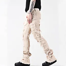 Męskie dżinsy męskie designer desert mody dżinsowe dziury rozryte rozciągnięte spodnie damskie Patchwork splatane proste spodnie luksusowe dżinsy FZ1-15 CXD2401182