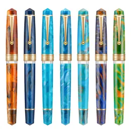 Asvine P20 Piston Filling Fountain Pen Acrylic Beautiful Patterns EF/F/M Nib with Golden Clip Smooth Writing Office Gift Pen 240117