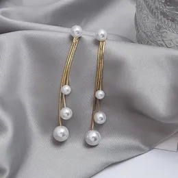 Dangle Earrings Ximei Grain Pearl Long Chain Tassel Earring Korea Style For Women Girls Gift Ear Stud