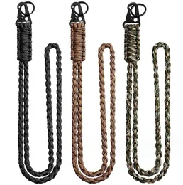 Paracord Keychain Lanyard Round Buckle High Strength Parachute Cord Self-Defense Emergency Survival Backpack Key Ring Neck Rope parachute rope Tool