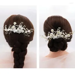 Hair Clips Bride Accessories Polymer Clay Flower Comb Retro Han Clothes Headdress Platform Dress Inserting NA