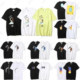 디자이너 남성 Tshirts High Street 그래픽 T 셔츠 남성 여름 면화 셔츠 클래식 패턴 장식 패션 캐주얼 짧은 슬리브 라운드 목 상어 티셔츠