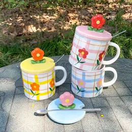 Mugs Ceramic Hand-Painted Coffee Cute Flower Mug Ins Style Underglaze Colour Pulling Kitchen Drinkware Set