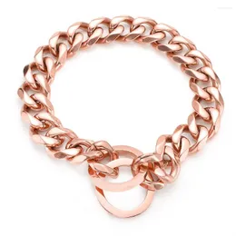 Coleiras de cachorro chegada ouro rosa cubana link corrente colar de aço inoxidável p andando trainig para cães pequenos médios grandes 11/15/19mm