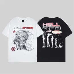 Hellstar T Shirt Rappe Mens Women Tshirt مغمورة رمادي رمادي أسود ثقيل الحرف للجنسين القصيرة أعلى شارع أزياء الشارع الرجعية الجحيم مصممي تي شيرت 7 50