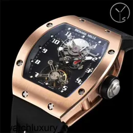 Tourbillon Real Richardmill Tourbillon Reloj Rafael Nadal Superclone Hombres Relojes de pulsera Mecánico Uhr Ntpt Caja de fibra de carbono Montre con caja