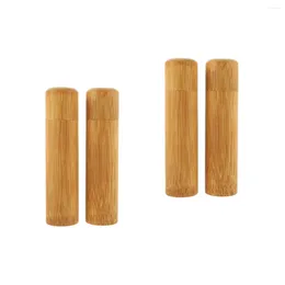 Depolama Şişeleri 4 PCS Bambu Çay Mutfak Kavanozları Ahşap Kahve Kutuları Vintage Kutu