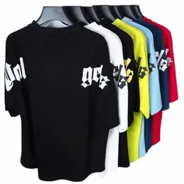 Camisetas masculinas Chao marca Angel carta impressão spray direto manga curta T-shirt palmeira rede vermelha juventude primavera e verão Site oficial synchroni W2Gf Tamanhos asiáticos #