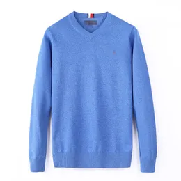 Maglione di alta qualità del miglior marchio di stilisti senior da uomo, camicia in cotone misto lana, scollo a V spesso per il calore, pullover ricamato multicolore, camicia sportiva casual bianca